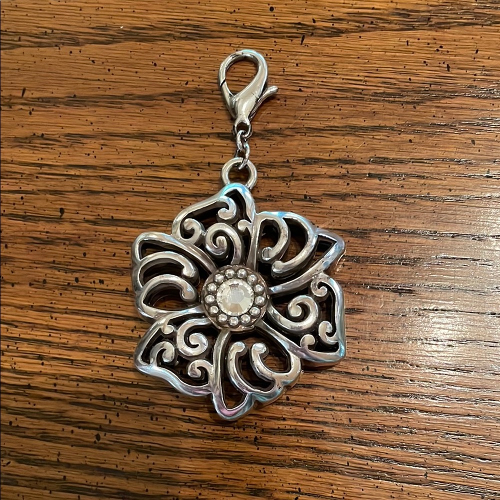 BRIGHTON CRYSTAL FLOWER SCROLL DESIGN PURSE CHARM